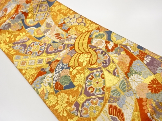 JAPANESE FUKURO OBI / WOVEN FLOWER CREST